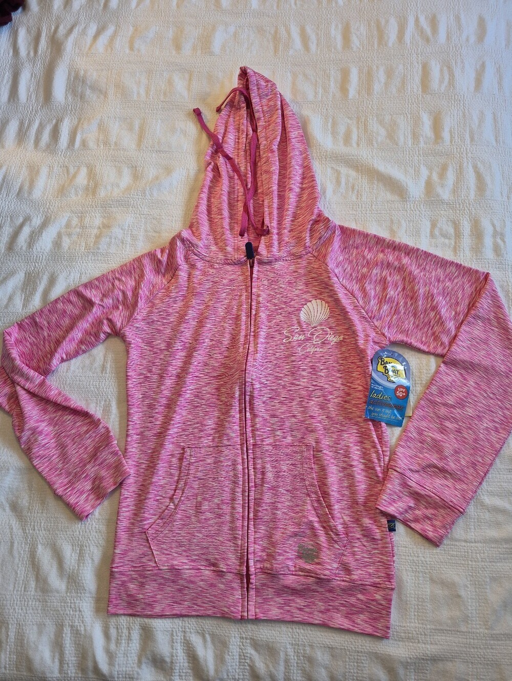 Banana Boat women's pink hooded Large activewear full zip up UPF 50+ NWT